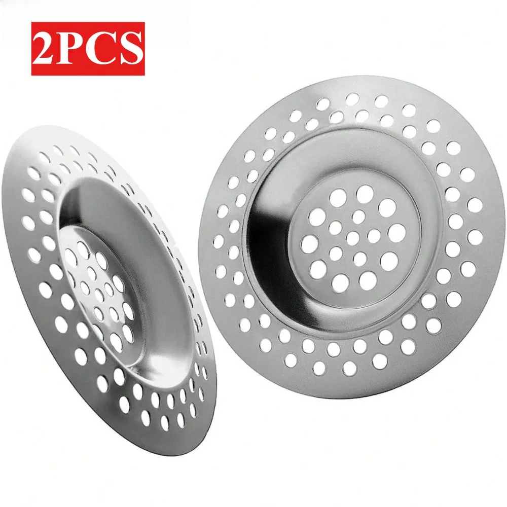 

2PCS Stainless Steel Bathtub Sink Drain Strainer Hair Catcher Anti Clogging Bathroom Kitchen Shower Drain Cove Sink Accessories
