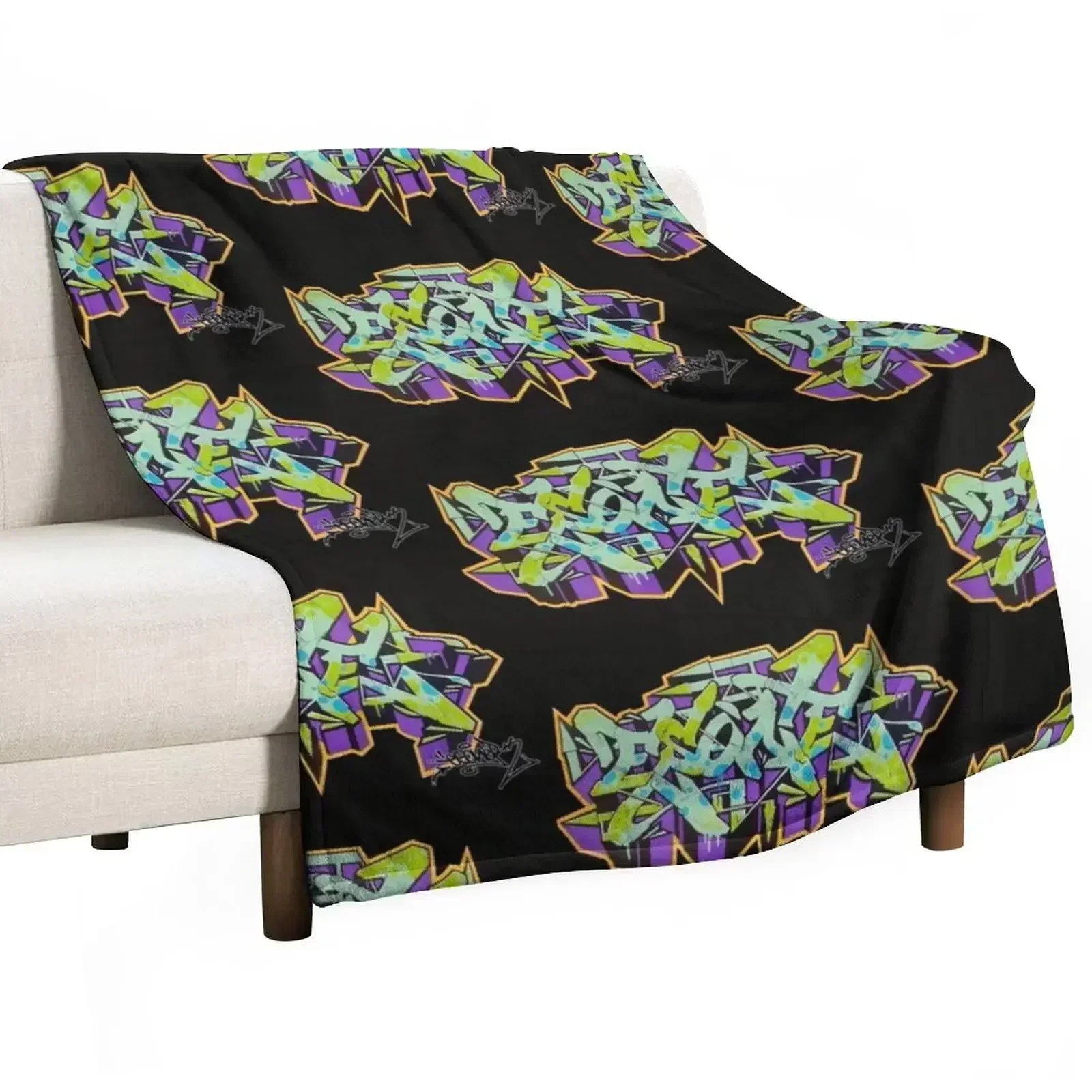 

PURPLE ESONE URBAN GRAFFITI STREET STYLE Throw Blanket Polar heavy to sleep blankets ands Blankets