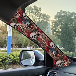 Car interior ceiling modification decals, creative self-adhesive cloth for car ABC pillars with floral and skull style patterns