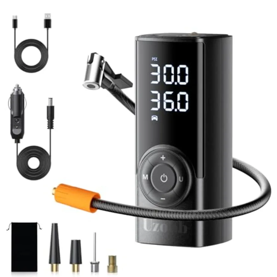 

Портативный воздушный компрессор для накачивания шин — автомобильный воздушный насос для шин 12 В со встроенным манометром для быстрого накачивания под включением