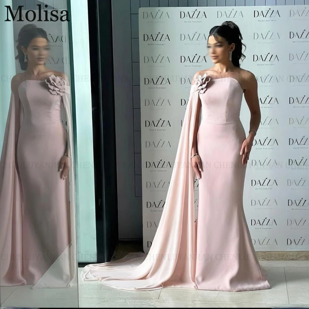 

MOLISA Pink Customized Exquisite Formal Occasion Dresses 2025 New 3D Flower Mermaid Strapless Long Party Prom Dress Evening Gown