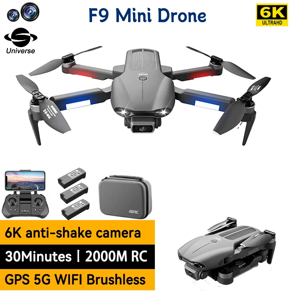 

F9 Mini Drone Gps 6k Profesional Hd Dual Camera Wifi Fpv Brushless Motor Quadcopter Real-time Transmission Helicopter drone