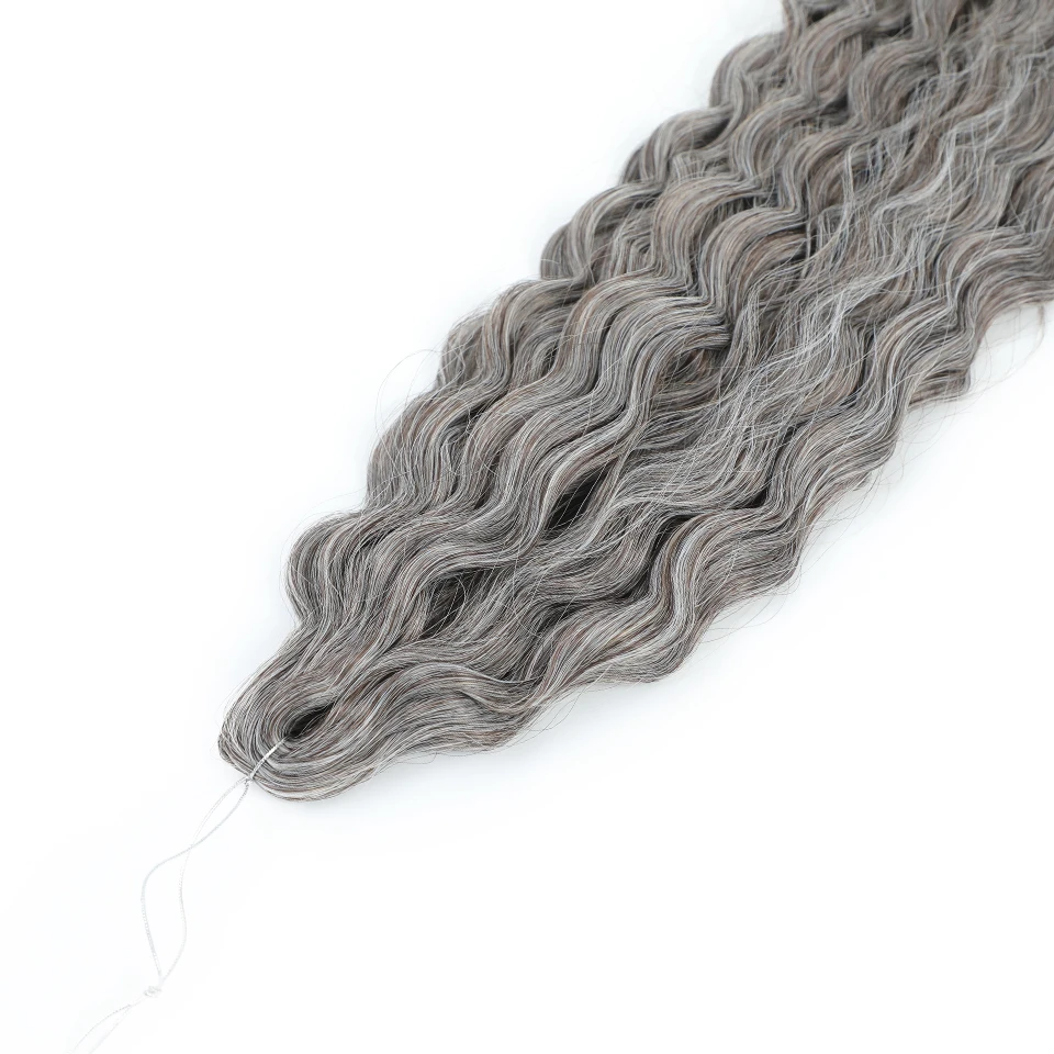 Ombre gris púrpura Ariel rizos onda de agua Twist Crochet pelo 5 uds sintético suelto onda profunda extensiones de cabello trenzado Afro rizos