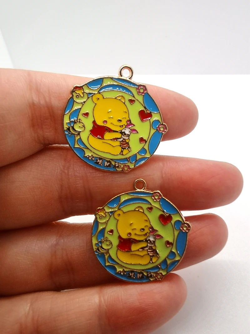 ديزني 10 قطع الدب المعادن المينا سحر الأقراط DIY مفتاح سلسلة قلادة قلادة سوار مجوهرات النتائج اليدوية هدية #2