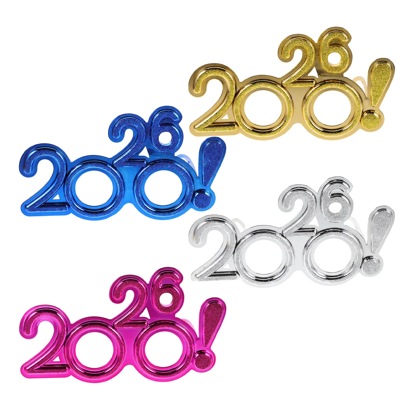 4 قطعة السنة الجديدة 2026 نظارات الحفلات مهرجان الزخرفية النظارات الشمسية البلاستيك كابينة تصوير الدعائم متعة نظارات متعة للحزب