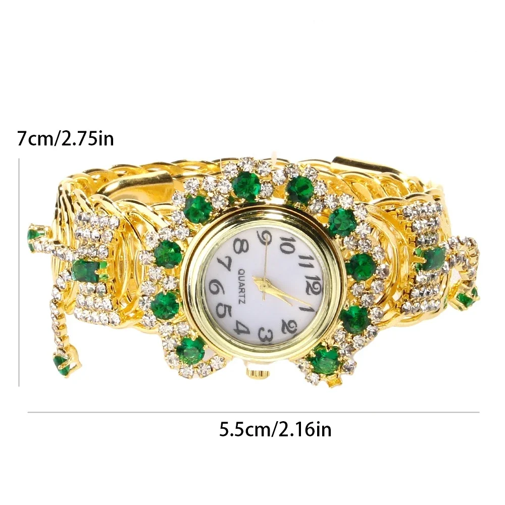 Jam Tangan Gelang Wanita Berlian Antik Modis Jam Tangan Kuarsa Aloi Emas Elegan Mewah Jam Berlian Imitasi Wanita Montre Femme