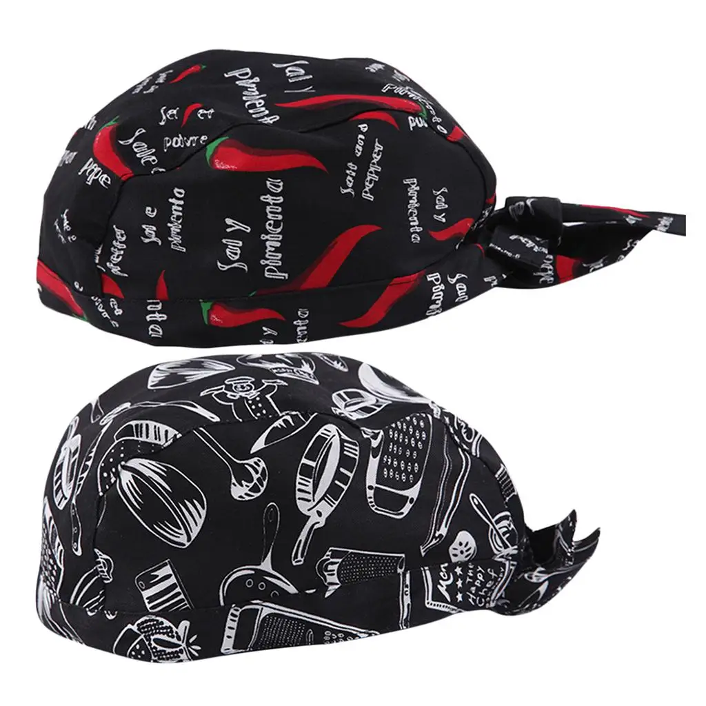 Kitchen Catering Cap Adjustable Unisex Chef Headwrap Hat for Restaurant Cook Food Factory