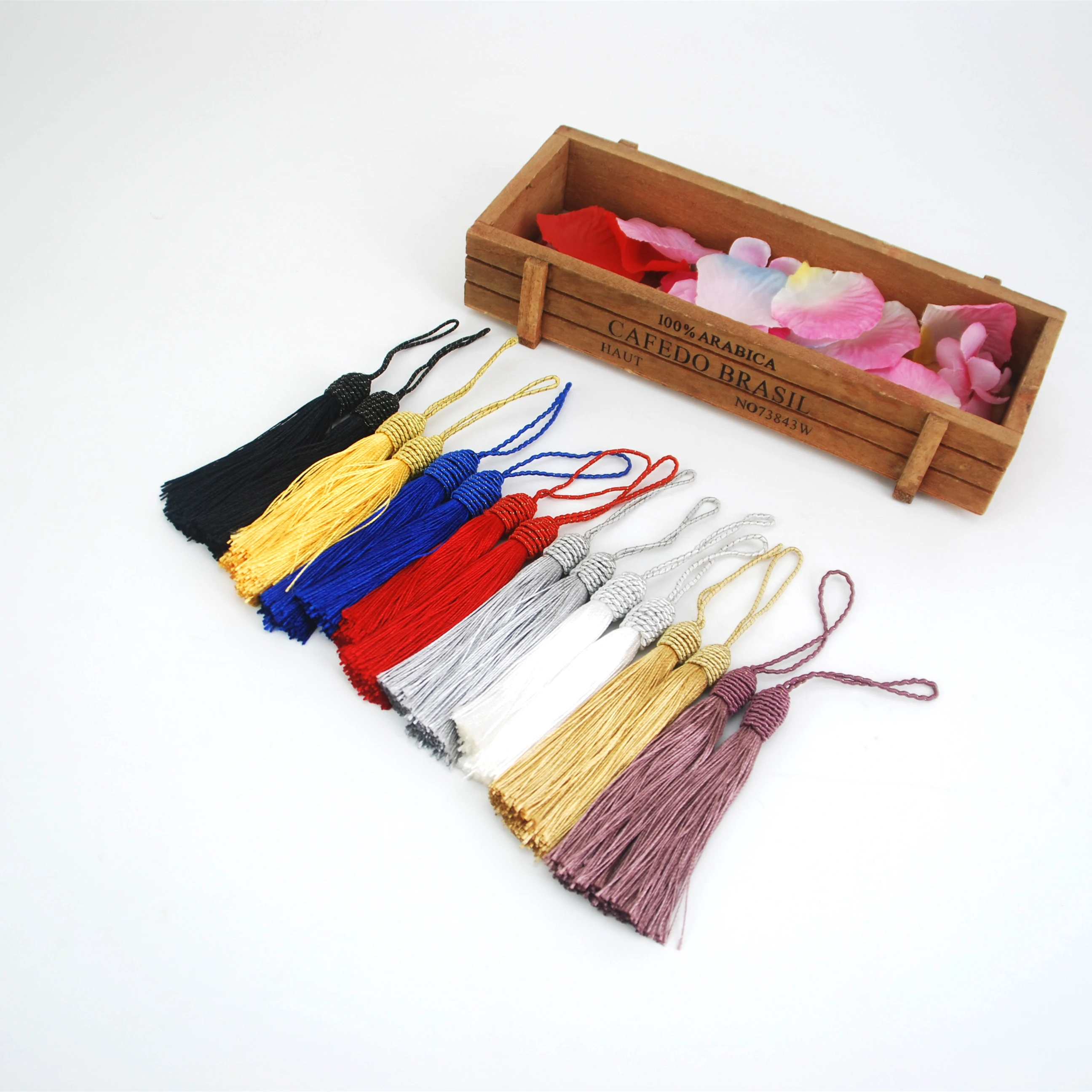 FASMILEY Tassels for Jewelry DIY Accessories 9cm Silk Tassel Gold Embellishments Handmade Jewelry Findings Supplies 100pcs LS018