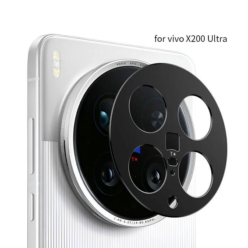 Per Vivo X200 Ultra Mini Pro Copertura della cornice della fotocamera Tappo protettivo per obiettivo cavo super sottile Antigraffio Pellicola adesiva in metallo nero