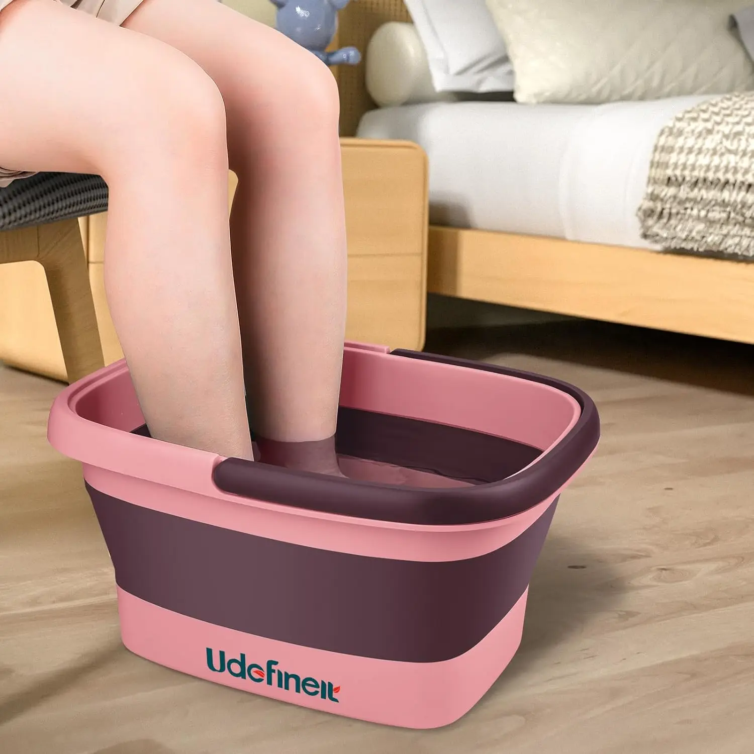 

Foldable Foot Bath Tub with Massage, 15L Capacity, Pink - Portable Spa for Home Use