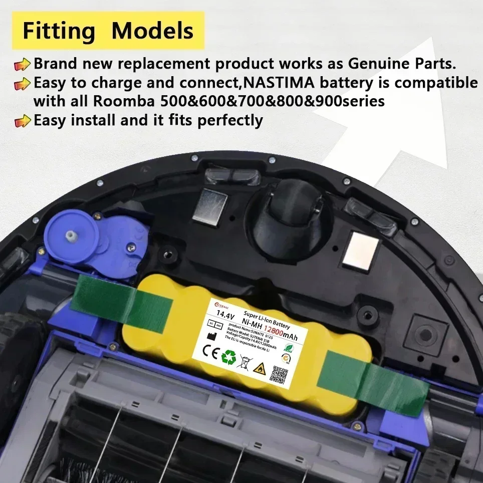 아이로봇 룸바 500 600 700 800 900 시리즈 진공 청소기용 배터리, 아이로봇 룸바 600 620 650 700 770 780 800, 12.8Ah, 신제품