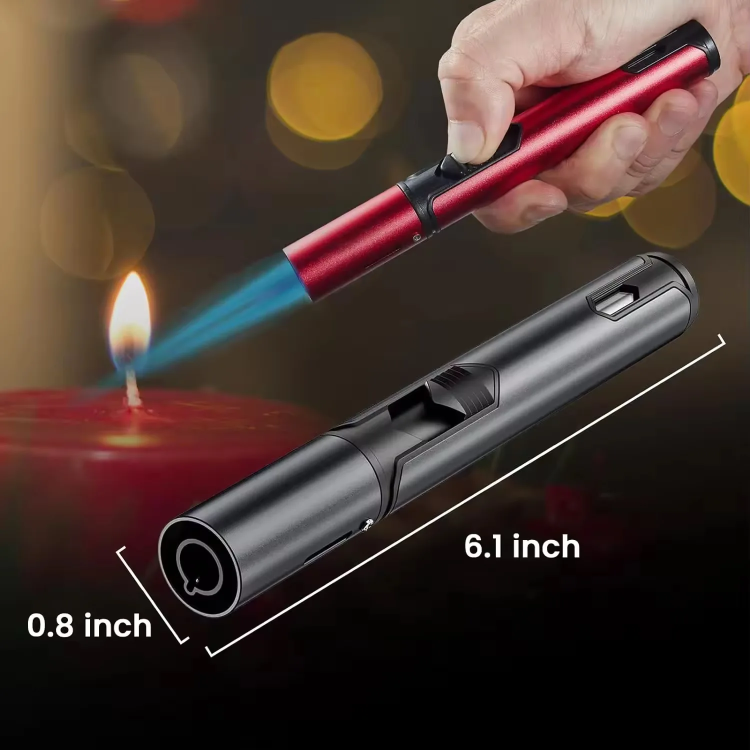 

Metal Torch Windproof Lighter Inflatable Pen Style Lighter Jet Direct Flame Igniter Kitchen Barbecue Camping Men's Small Tool