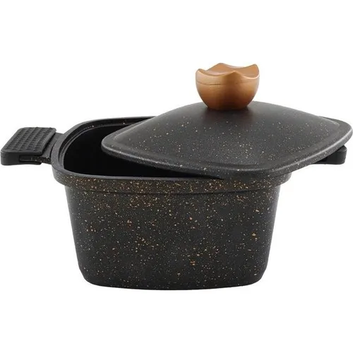 Acar Liya 20 cm Cast Iron Granite Square Deep Pots Black 10465