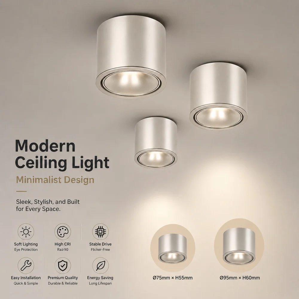 Ultra Thin Surface Mounted Rotating Anti Glare Downlight COB Ceiling Lamp Dimmable LED Spotlights AC220V Living Room Bedroom