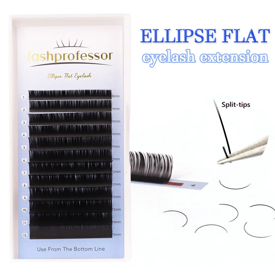 

Lashprofessor Ellipse Flat Eyelashes Extension 0.15 0.20 Dark Black Flat Lashes Split Tips False Eyelashes Matte Cashmere Lashes
