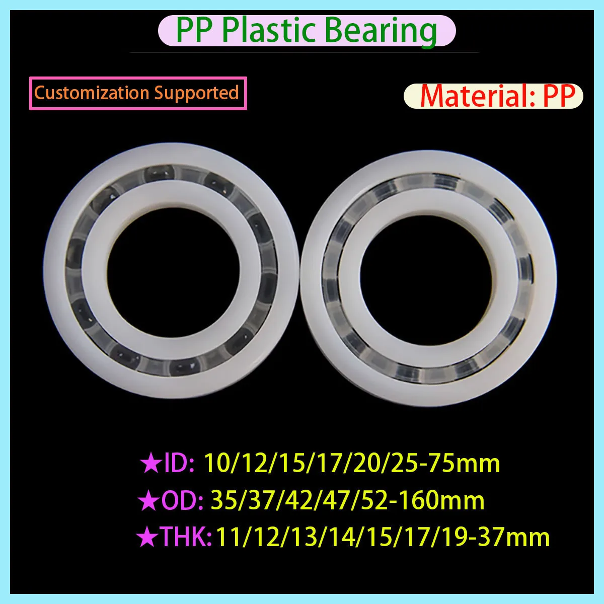 

PP Plastic Bearing Corrosion-resistant, Rust Proof, Non-magnetic Insulation Model 6000 6001 6002 6003 6004 6005 6006