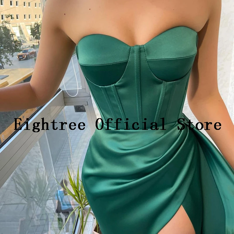 Eightree-Sexy Prom Vestidos com fenda lateral, sereia Evening Gowns, até o chão, plus size, Arábia Saudita, querida, coquetel, verde