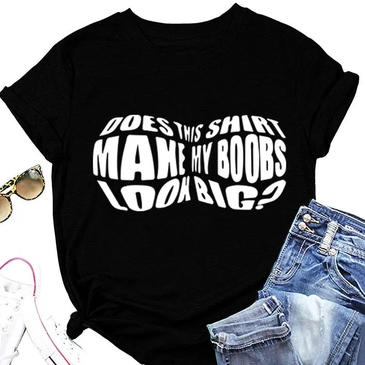 

Summer T-shirt does this shirt make my boobs print casual casual casual plus-size tops