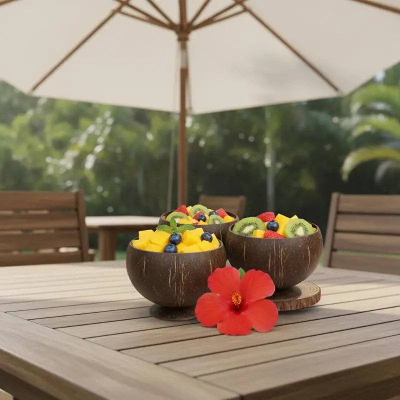 Handcrafted Natural Coconut Shell Cups Eco-friendly Reusable Tumblers for Hawaii Bachelorette Beach Party Supplies