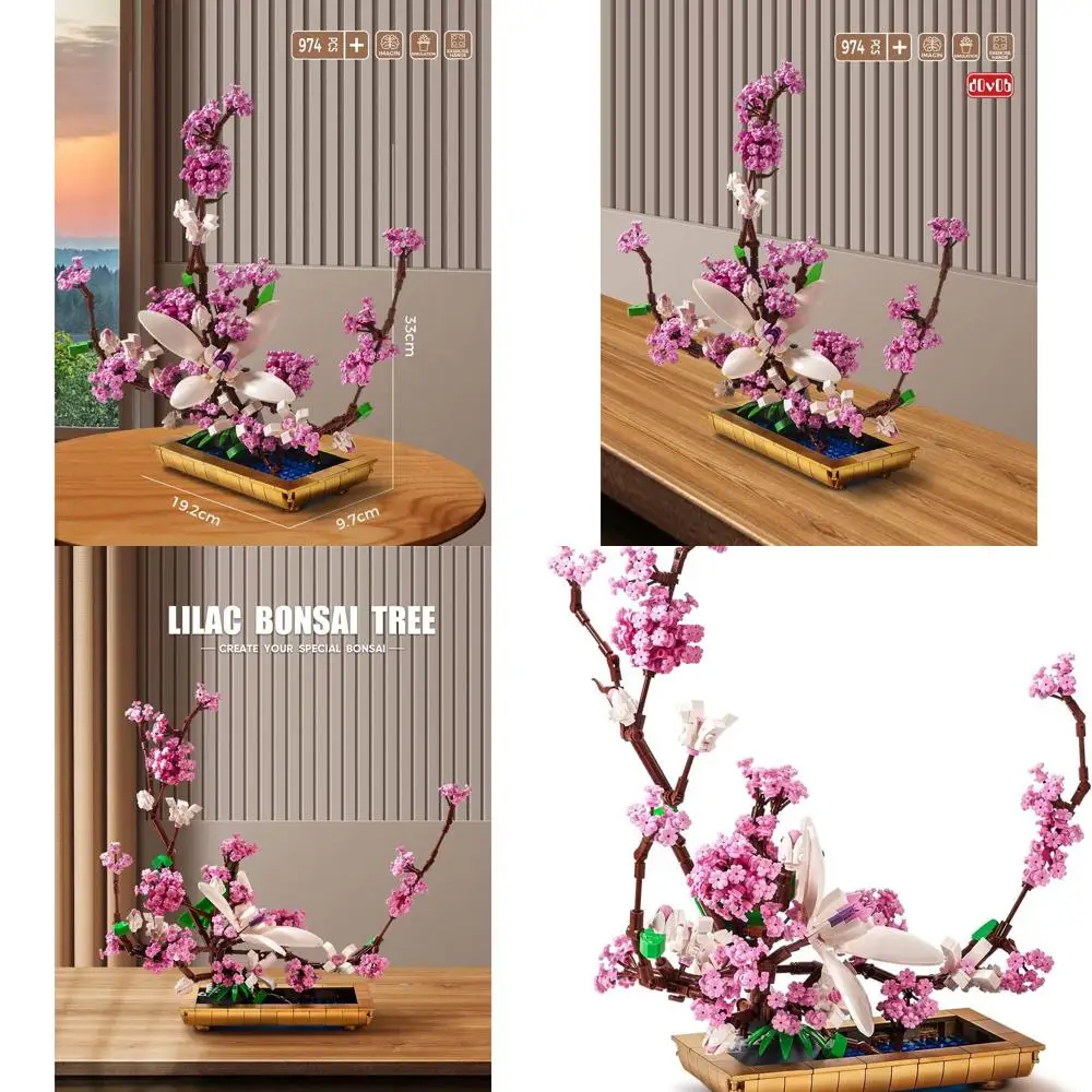 

Lilac Bonsai Plant Building Blocks Kit, 974-Piece Flower Arrangement Toy, Ideal Gift and Decor for Adults at Home or Office