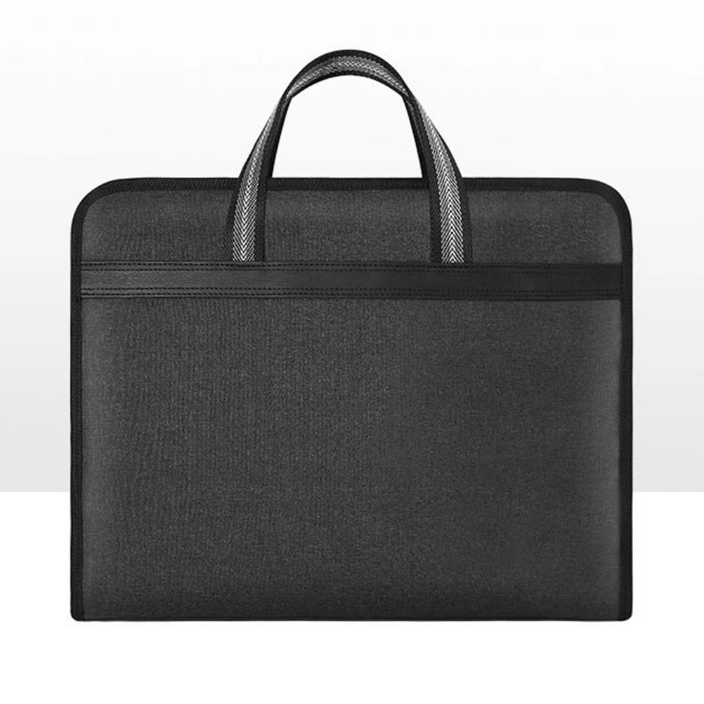 

Zipper Document Bag Black Canvas File Organizer Multi-Layer Business Document Holder Travel File Tote Secure Carrying Case