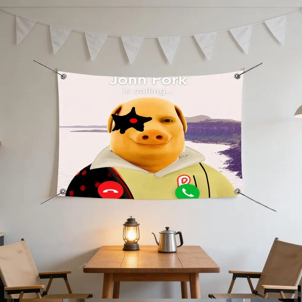 Viral Meme J-John Pork Flags Specialized for indoor and outdoor home decorations, outdoor camping, and bar parties