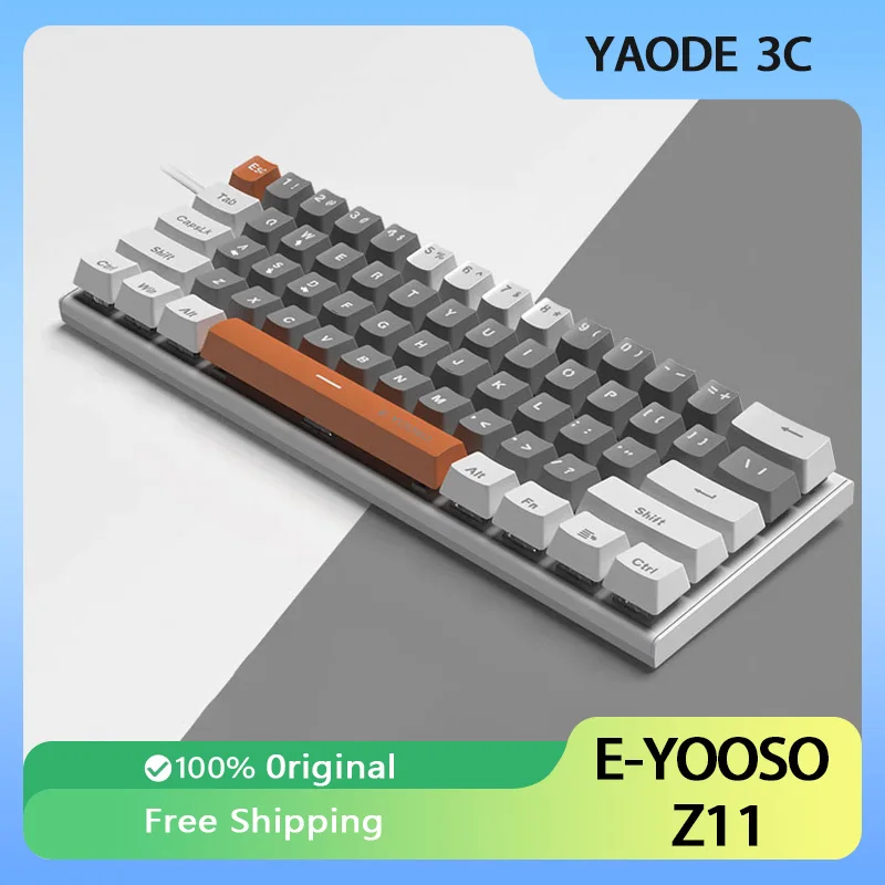 

E-YOOSO Z11 Mechanical Keyboard Wired USB Mini Portable Gaming Keyboard RGB Backlight 60% Full Key Hot Swap PC Laptop Office