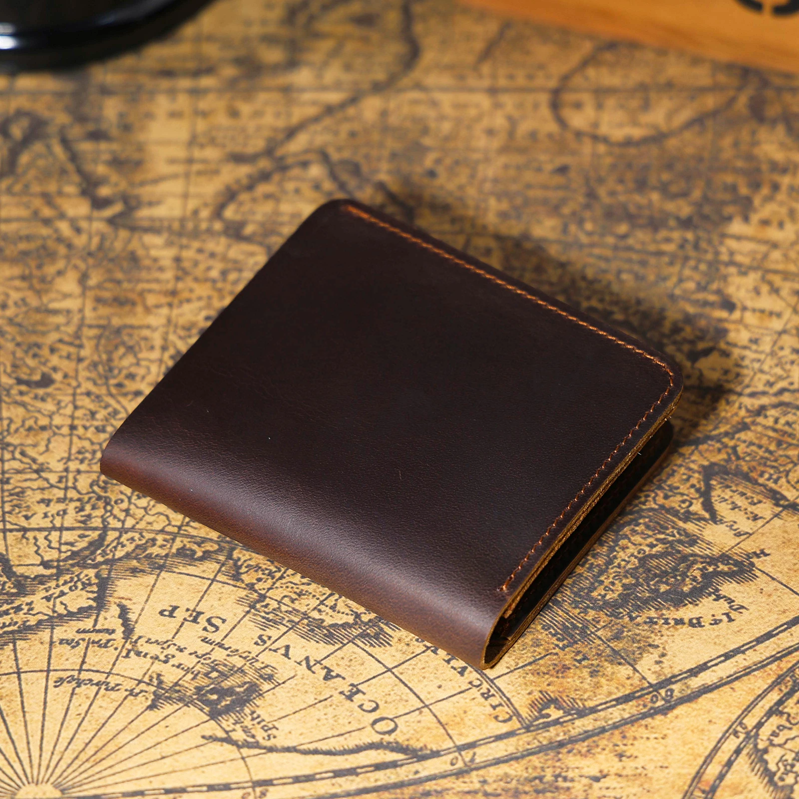 S.WORKER Vintage Kurze Geldbörse aus Vollnarbenleder für Herren, Taschenbrieftasche, Kartenhalter, Bargeldtasche – Detail 16