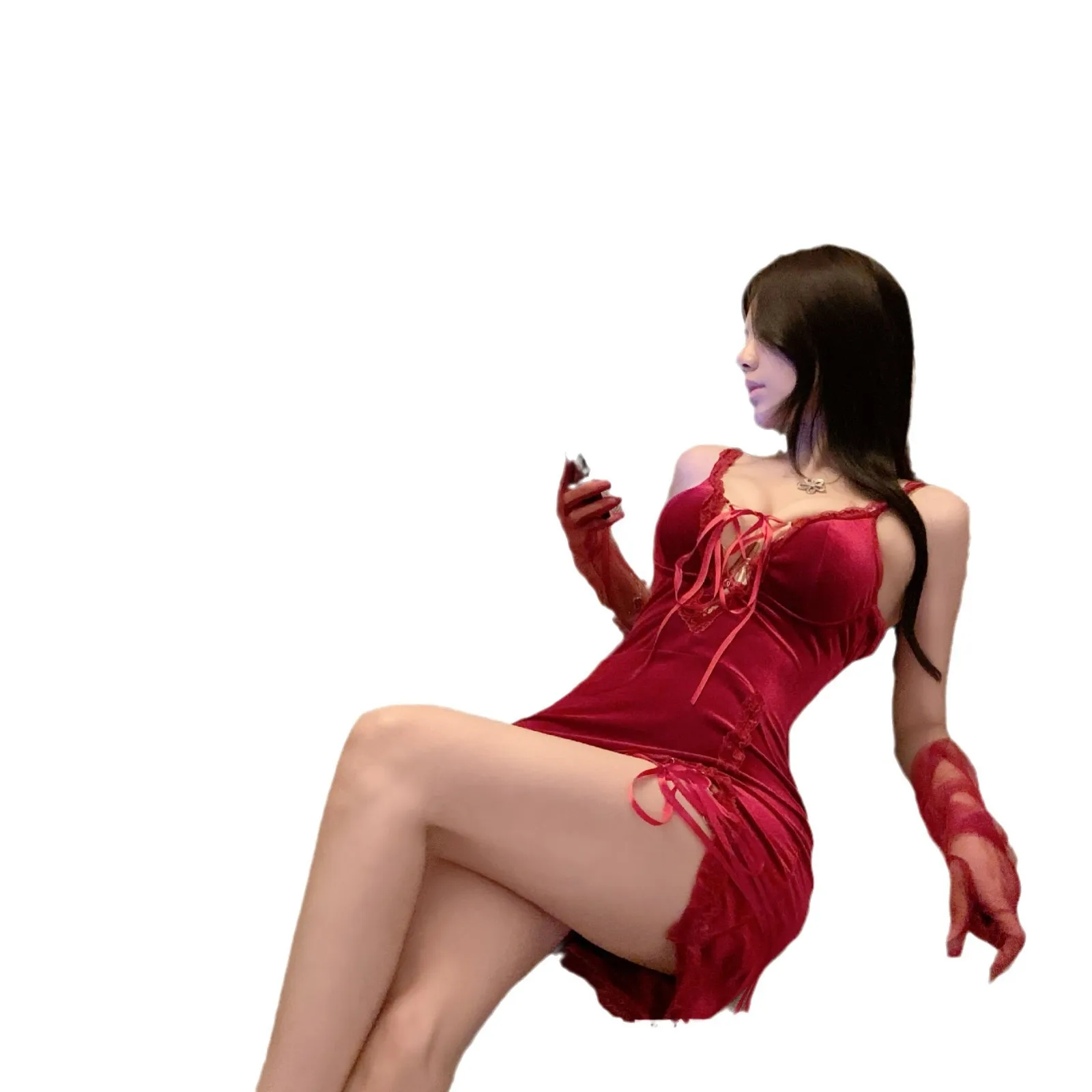 

Сексуальное и эротическое нижнее белье, чистый и чувственный стиль, униформа, красная рождественская сумка, юбка на бедрах, ночная рубашка, женский костюм, экзотическая одежда