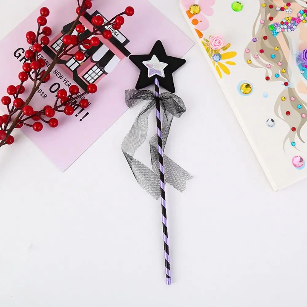 Dreamlike Star Fairy Wand Five Pointed Star Girls Wand Princess Wand Black Colorful Kids Stick Wand Cosplay Props