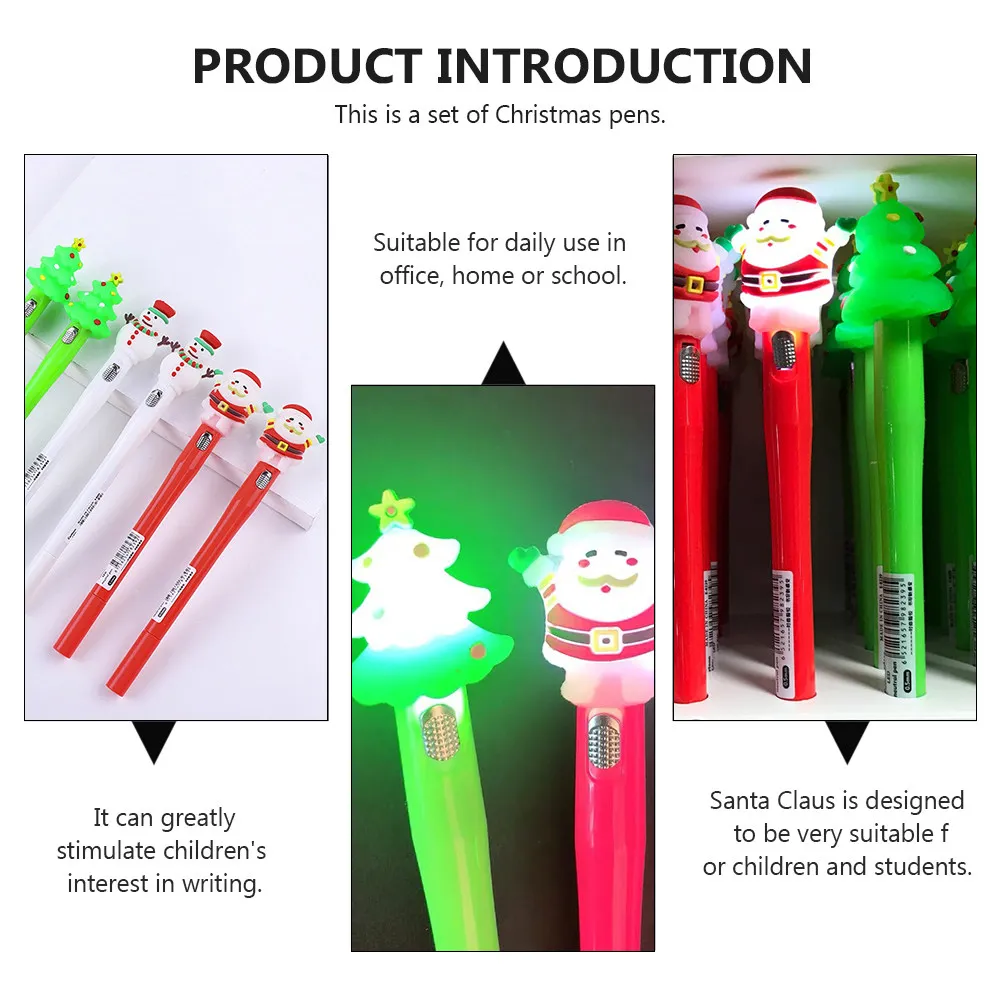 

1Set Christmas Gel Pens 0.5mm Luminous Santa Claus Style Student Writing Pens Creative Holiday Supplies Office Home School Use