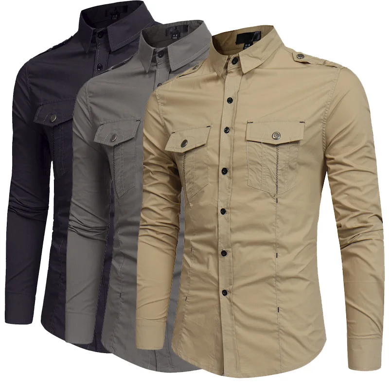 2024 New Men's Casual Workwear for Foreign Trade, Fashionable Youth Trend, Long Sleeved Shirts, Trendy Men