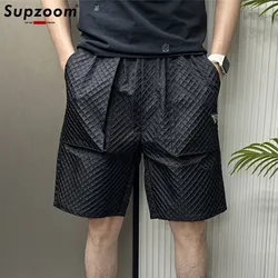 Supzoom New Arrival Top Fashion Summer Loose Casual Belt Design High Street Trendy grid Stitching Pocket Personalized Shorts Men