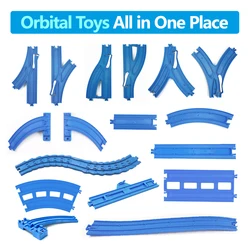 Tutti i tipi di accessori per parti di binari ferroviari in plastica, binari curvi/dritti/blocco/ponte, regalo per giocattoli da ragazzo X2