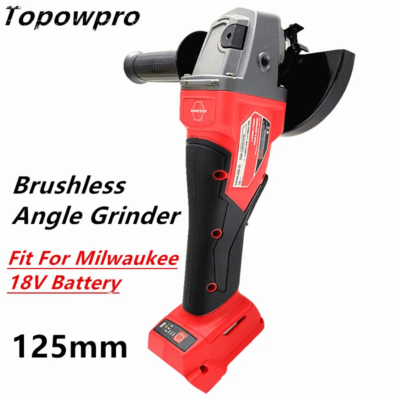 

Fit For Milwaukee 18V Battery 125mm Brushless Angle Grinder 10000RPM DIY Cutting Polishing Grinding Machine Power Tools