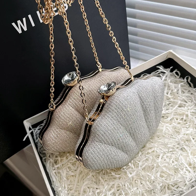 Fashion Shell Shape Lipstick Bag For Women Luxury Designer Evening Bag High Quality Shoulder Bags Cute Purses Crossbody Bag 2023