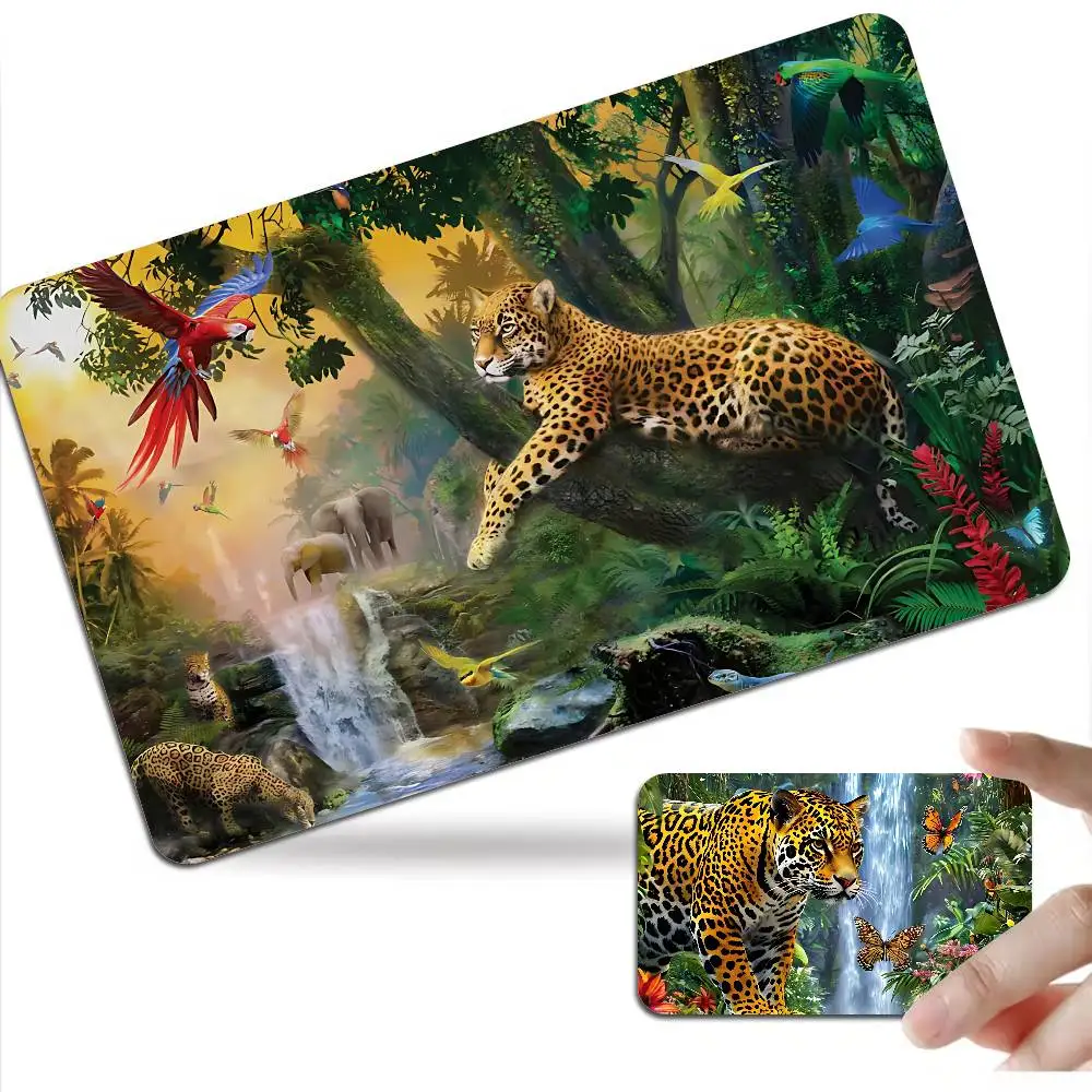 Tropical Rainforest Macaw Waterfall Flamingo Game Film Cover Sticker Case for Small Chip Credit Debit Card Front Side