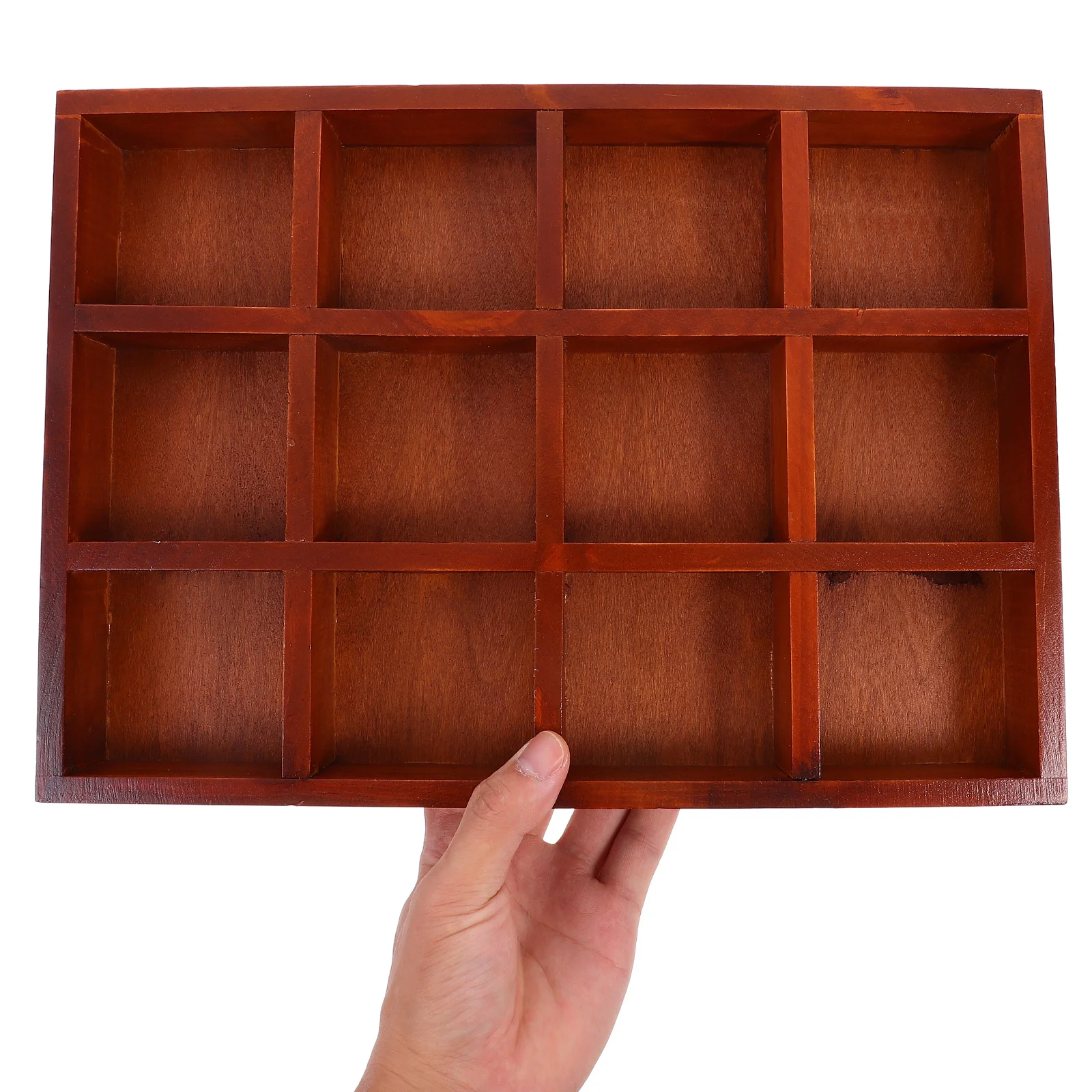 12 Grids Jewelry Storage Container Wooden Holder Desktop Organizer Multifunction