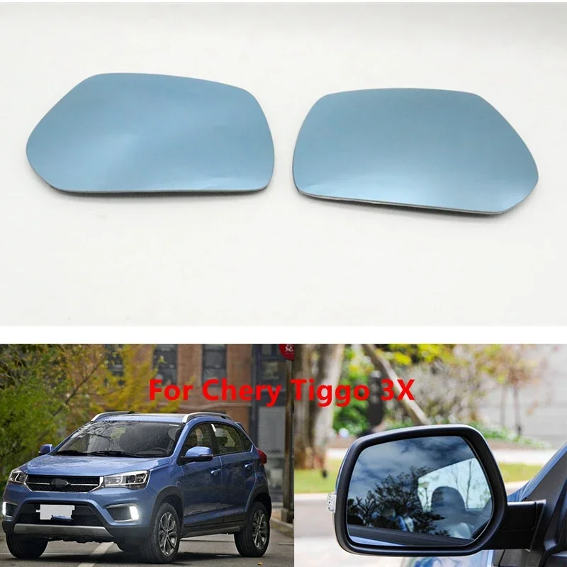 Cafoucs Car Side View Door Wide-angle Rearview Mirror Blue Glass With Heated 1 pair For Chery Tiggo 3X 2018