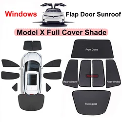 For Tesla Model X Glass Roof Sun Shade Front Rear Side Window Sunshade Flap Door Sunroof Skylight Full Protection Shading 2023