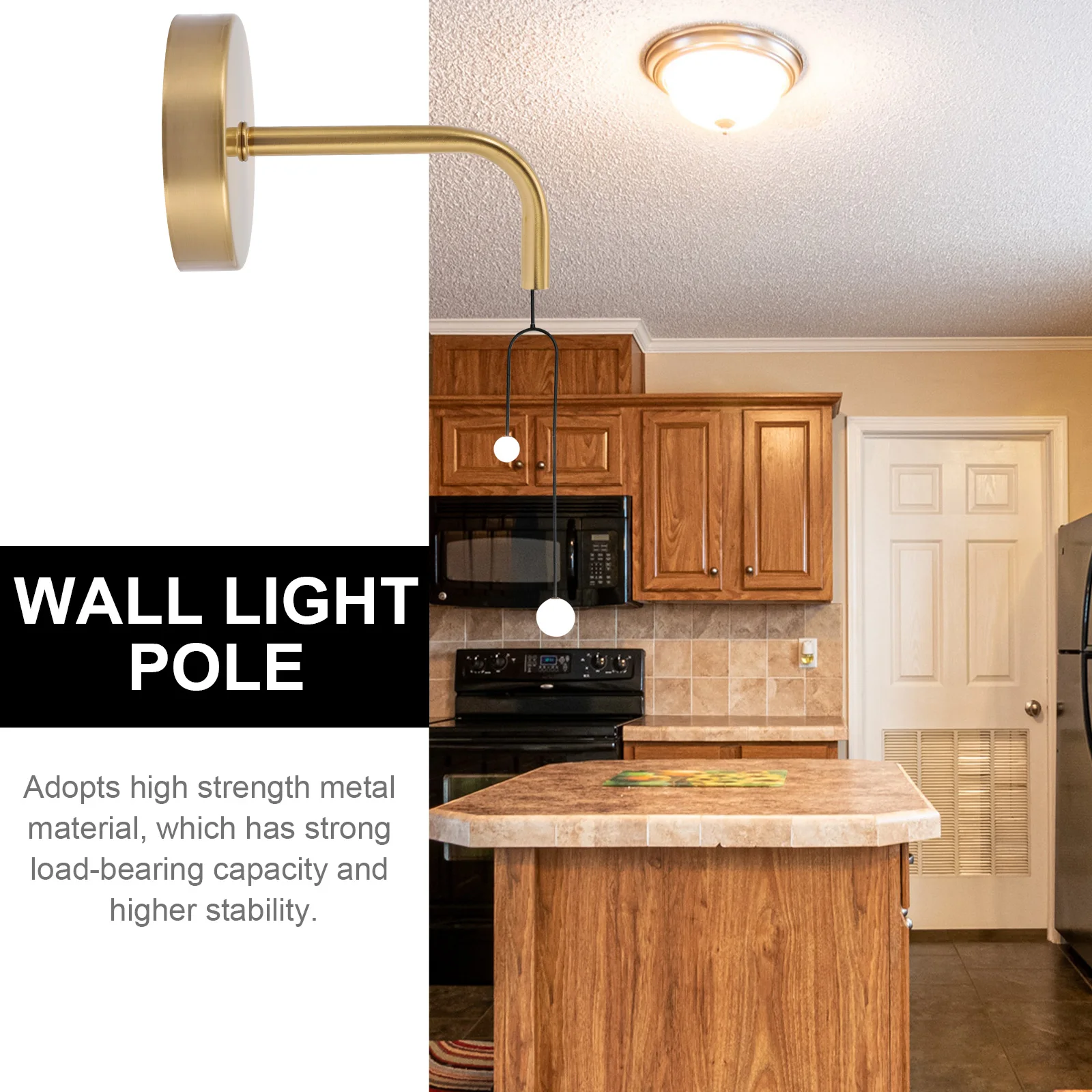 

1Set Wall Light Pole Solid Metal Durable Replacement Lamp Holder Easy Install Stable Wall Light Accessory Lamp Bracket