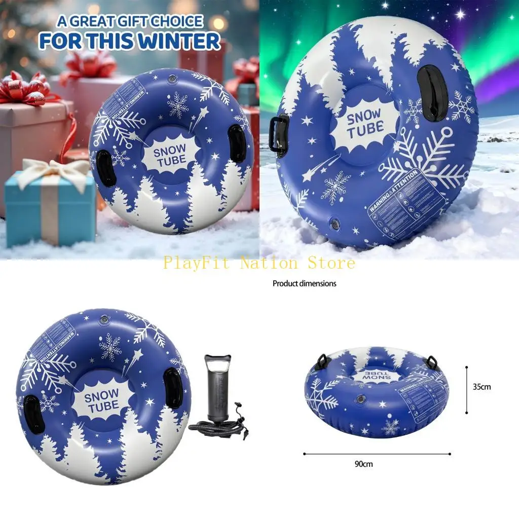 242F Opblaasbare Sneeuw Buis Slee Met Handvatten Opblaasbare Ski Ringen Pvc Rodelen Buis Portable Winter Sneeuw Rodelen