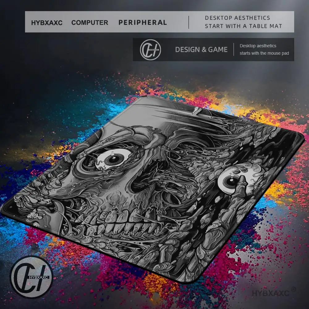 Black and White Gothic Skull Art Mouse Pad Large Square Computer Office Game Table Mats Anti-slip Mousepads Small Decor Desk Mat