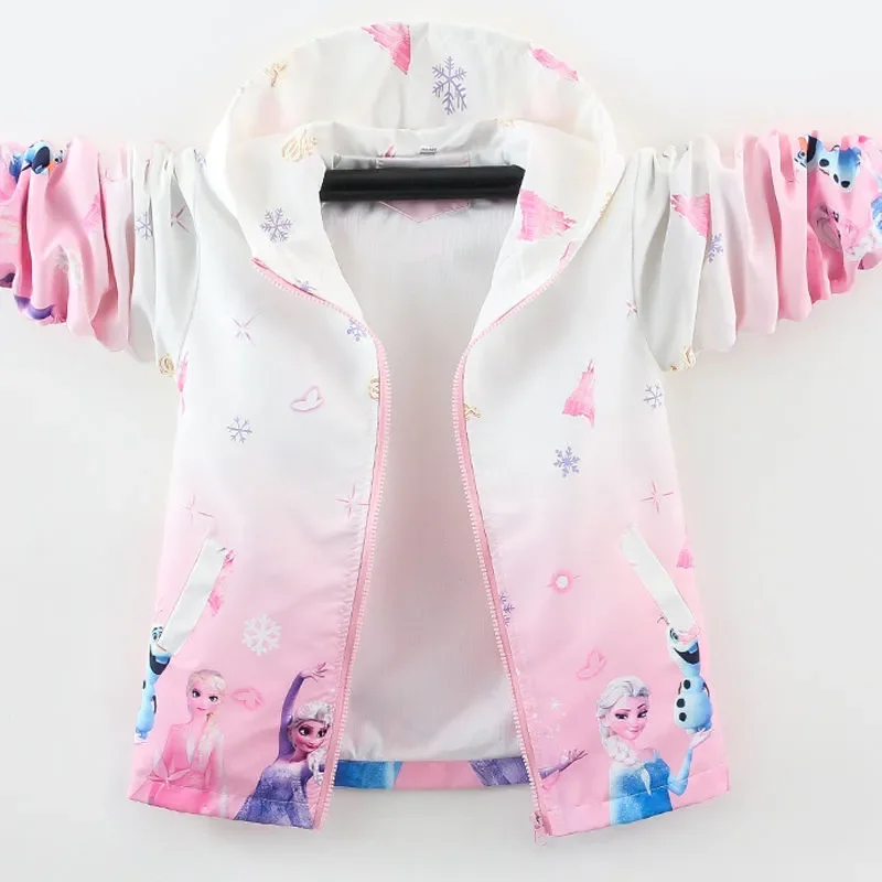 Frozen Girls Spring Autumn Jacket 2024 New Teen Kids Fashion Elsa Princess Zipper Long Sleeve Clothes Coats Children Outerwear