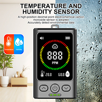 3-in-1 Carbon Monoxide Detector Rechargeable Temp Humidity Monitor CO Alarm Detector for Home Travel Hotel Indoor