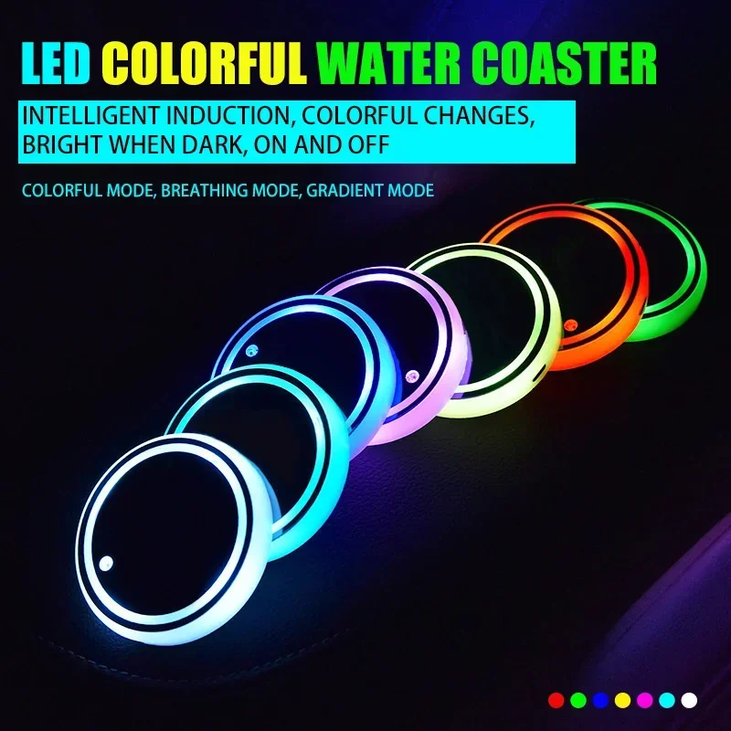 Led Coaster Cup Holder Colorful Glowing Water Coaster Drinkings Holder Mat Micro USB LED Rechargeable Color Light Cup Accessory