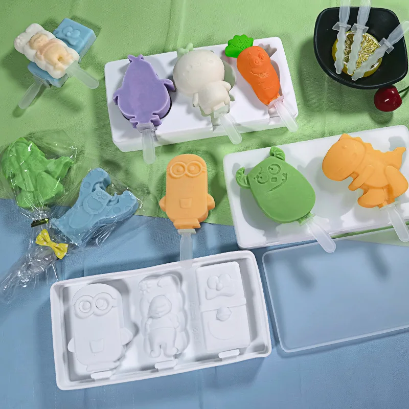 

DIY Cartoon Animal White Ice cream Silicone mould Ice Cube Making Homemade Popsicle Chocolate Popsicle Ball Mold Random color