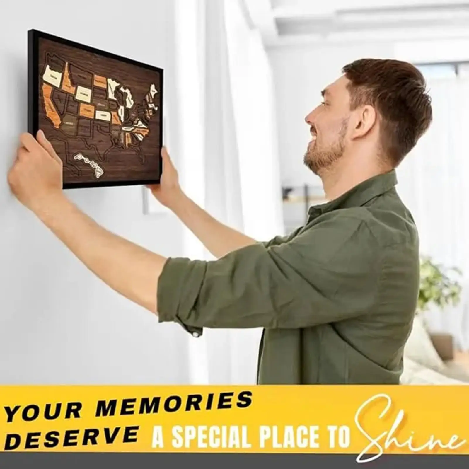 

US Map Puzzle Wooden Funny Interactive Memorial US Travel Map Funny Toys For Children Family Home Bedroom Living Room Wall