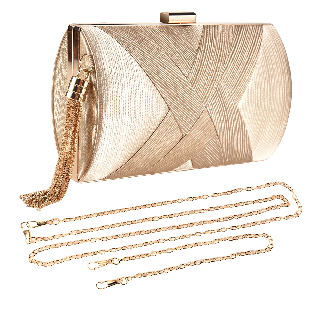 ABQR Kwastje Mode Dames Clutch Schoudertas Handtassen Vrouwelijke Feest Bruiloft Avondtasje Voor Telefoon Portemonnee Goud