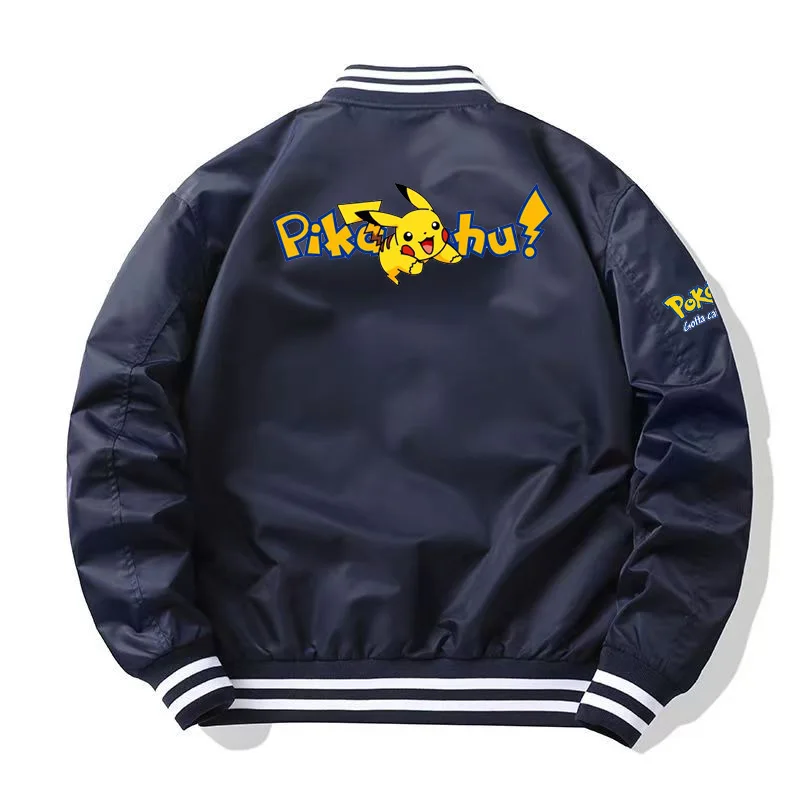 

Supzoom New Arrival Rib Sleeve Top Fashion Loose Printing Pikachu Cardigan Casual Bomber Baseball Jacket Men